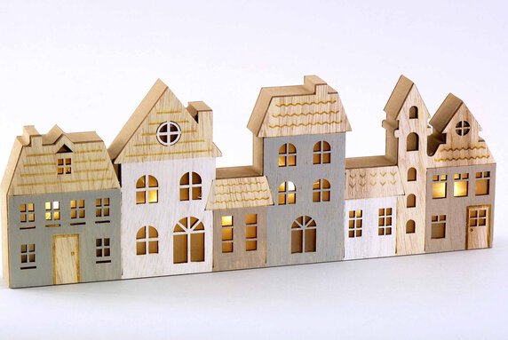 Häuserreie LED aus Holz