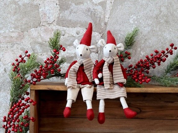 Weihnachtsmaus sitzend Set von 2