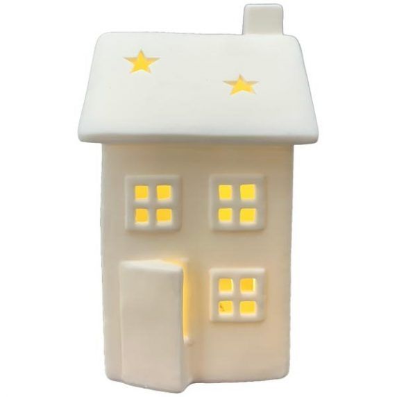 LED Haus aus Porzellan weiß