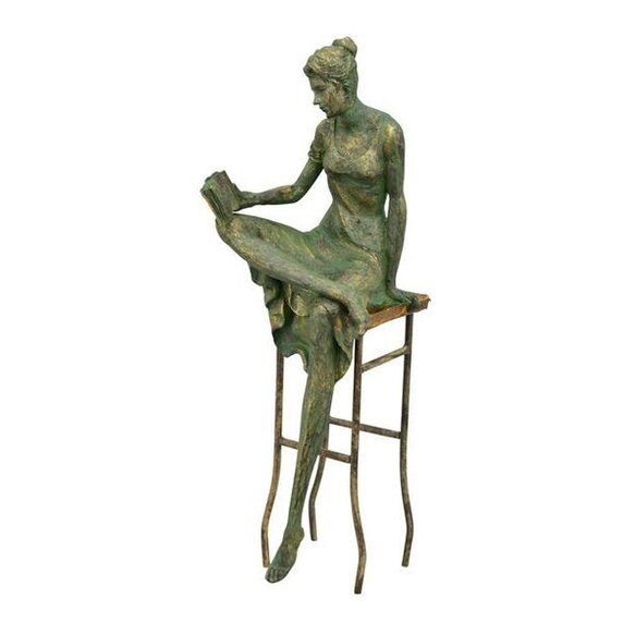 Frauenfigur, Gartenskulptur lesend im Shabby Chic Stil – Bild 3
