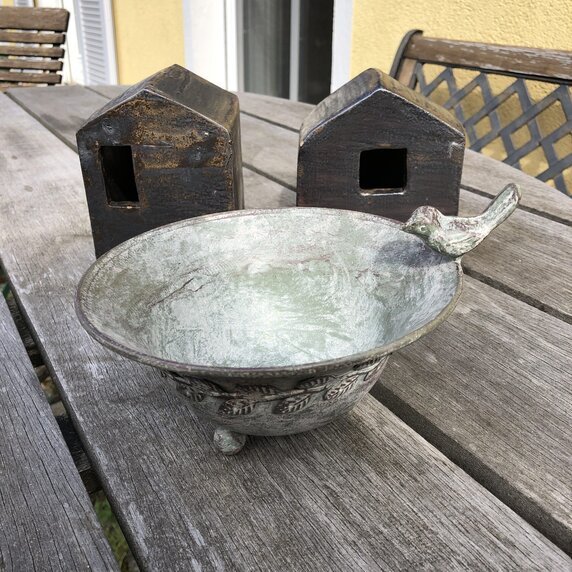 Vogeltränke Vogelbad aus Metall – Bild 3