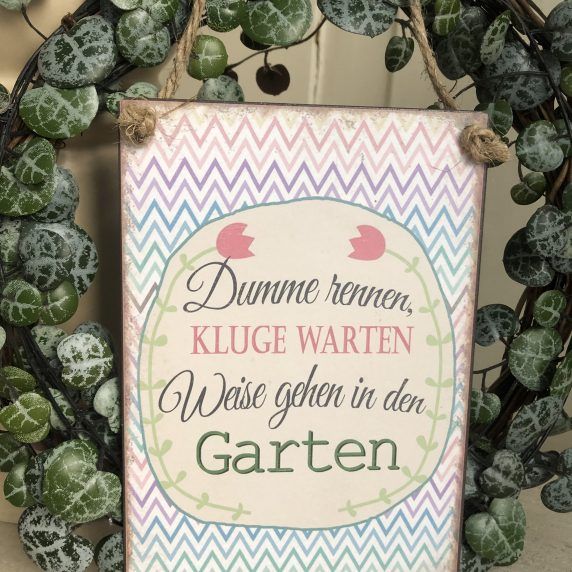 Schild Garten mit Gartenspruch aus Metall 15x10 cm