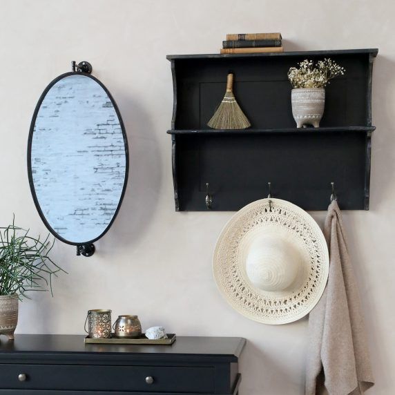 Wandgarderobe schwarz mit drei Haken