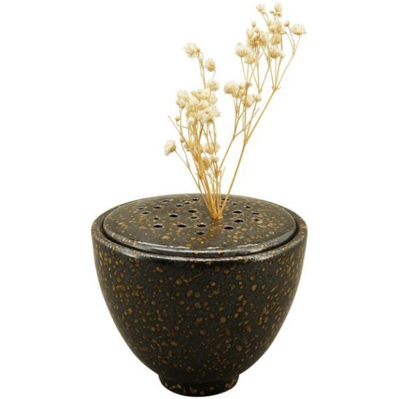 Ikebana aus Porzellan in schwarz
