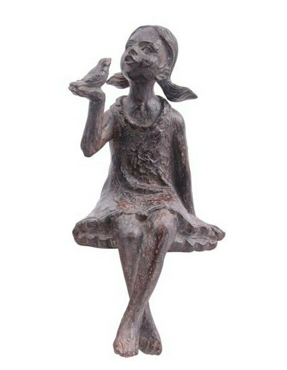 Mädchenfigur wunderschöne Kantenhocker mit Vogel 24 cm – Bild 2