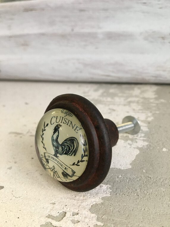 Schrankgriff, Schubladengriff aus Metall im Shabby Chic Stil mit Huhn