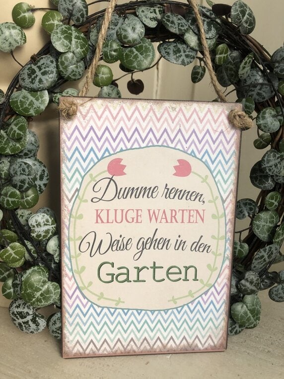 Schild Garten mit Gartenspruch aus Metall 15x10 cm