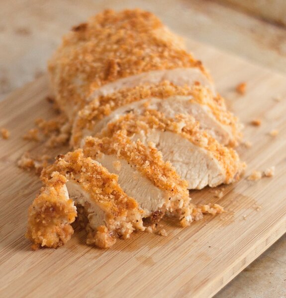 Super easy oven baked chicken breast recipe that is crispy, crunchy, and flavorful without the frying