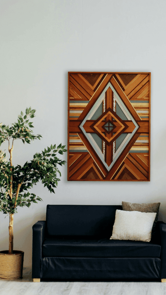 quadro marchetaria madeira sustentavel
