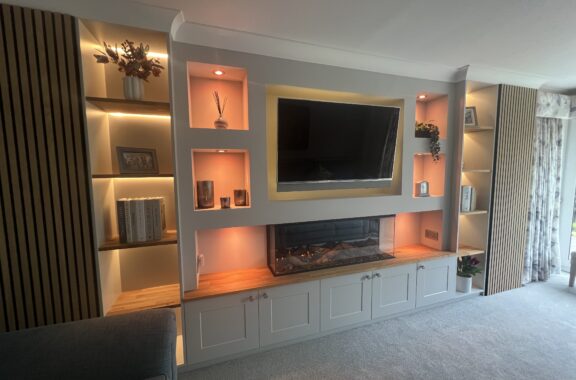 Basingstoke Media Wall Client Case Study Storage Solutions British Fires Electric Fire Media Wall Bespoke Home Renovations