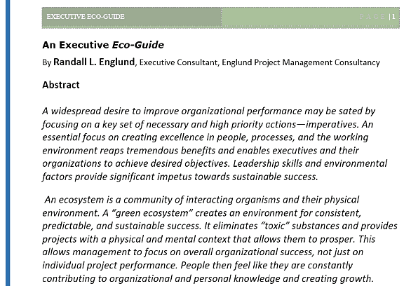 Heading for white paper on Executive Ecoguide