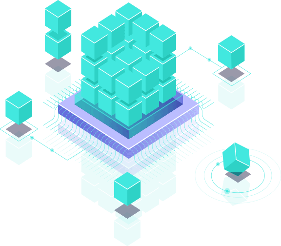 software development graphically represented by a cube of building blocks