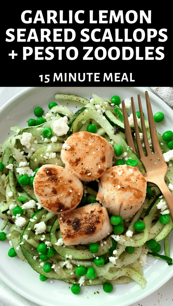 Garlic Lemon Seared Scallops with Pesto Zoodles