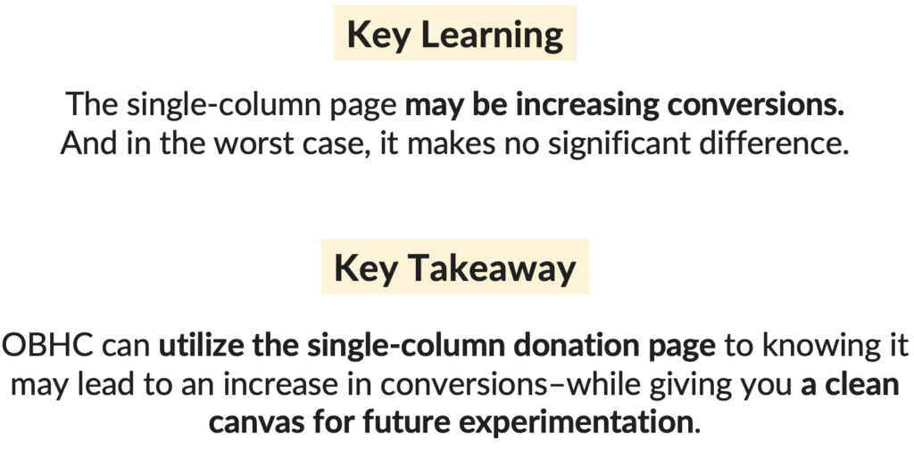 single-column page may increase conversions