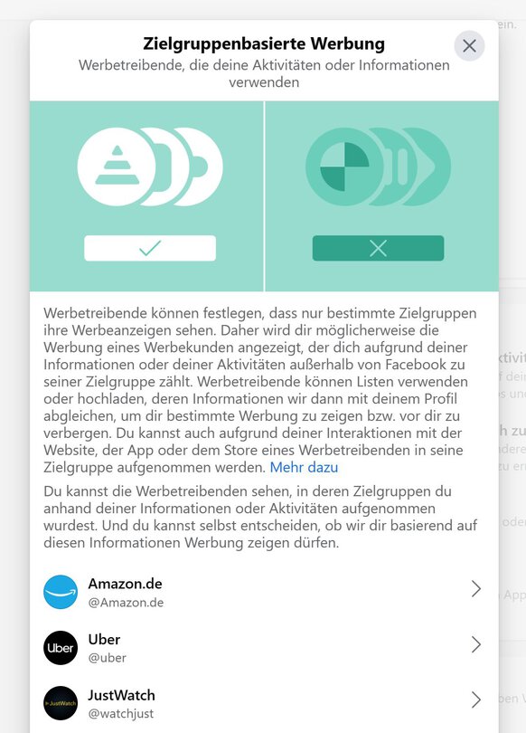 Nicht ganz einfach: Das Ausschalten von Quellen für Werbepräferenzen (Screenshot)