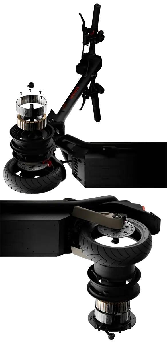Най-монщната електрически тротинетки на Segway GT3 Pro за 2025г с 7000W мотори и голям пробег до 138км и макс. скорост 80км/ч, мигачи, цветен дисплей, висок борд и двойни амортисьори - 11