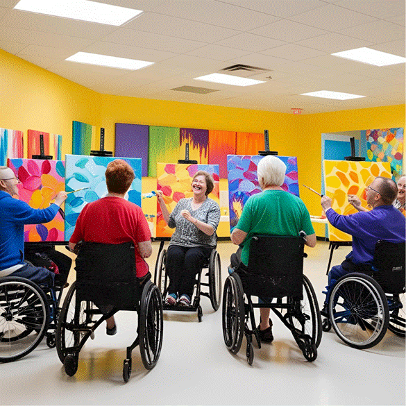 The Benefits of Community Participation for People with Disabilities Physically challenged individuals painting