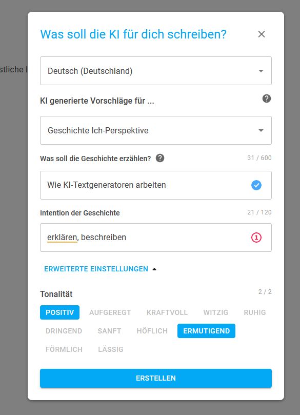 So sah das Briefing für neuroflash aus