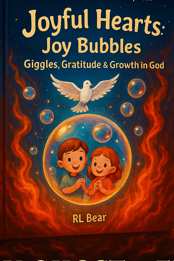 Stylized book cover for Joyful Hearts, featuring spiritual fire and radiant joy