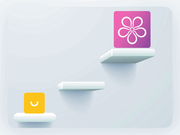 Illustration comparing BON Loyalty and Smile.io for Shopify, visually positioning BON Loyalty as a more advanced loyalty and rewards solution.