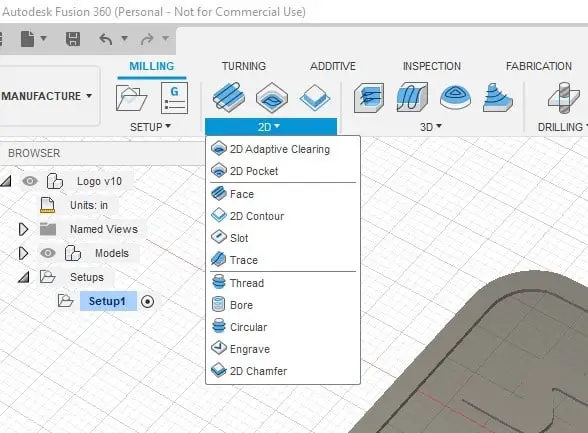 2D drop down menu