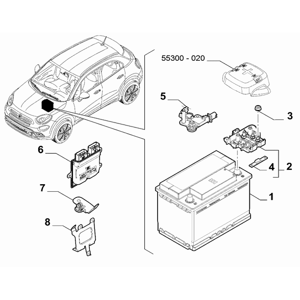 FIAT 500X 2016-Present Battery Branch Control Unit