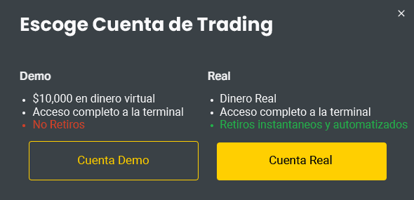 Exness Escoge Cuenta de Trading