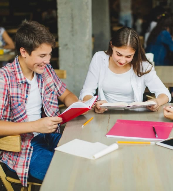 Students reviewing