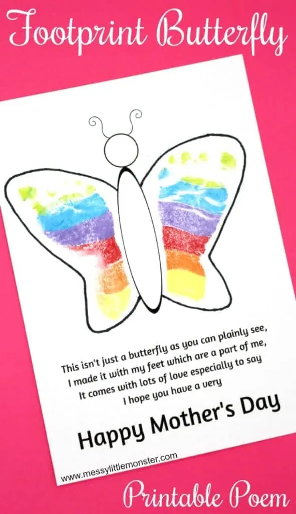 footprint butterfly card for mom