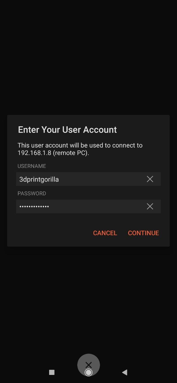 remote desktop logging in on android