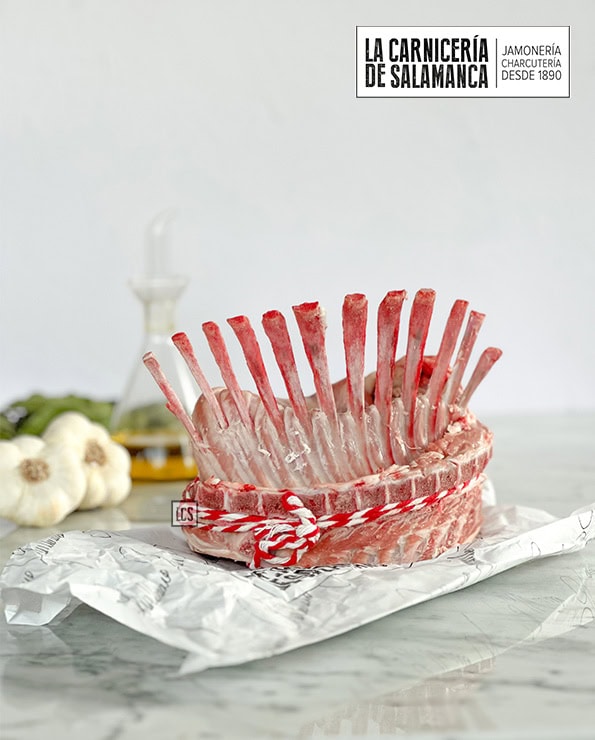 rack de cordero, corona de cordero lechal