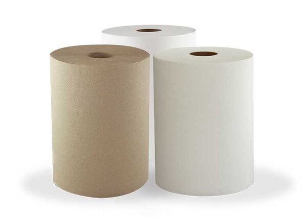 Three rolls of Morsoft Hardwound Towels