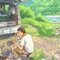 車中泊の旅の途中川辺で昼食を作り食べている様子の画像