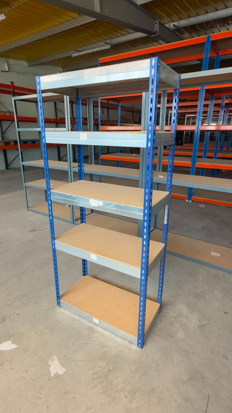 Estantería metálica modular de 175x80x40 cm con 5 bandejas de madera