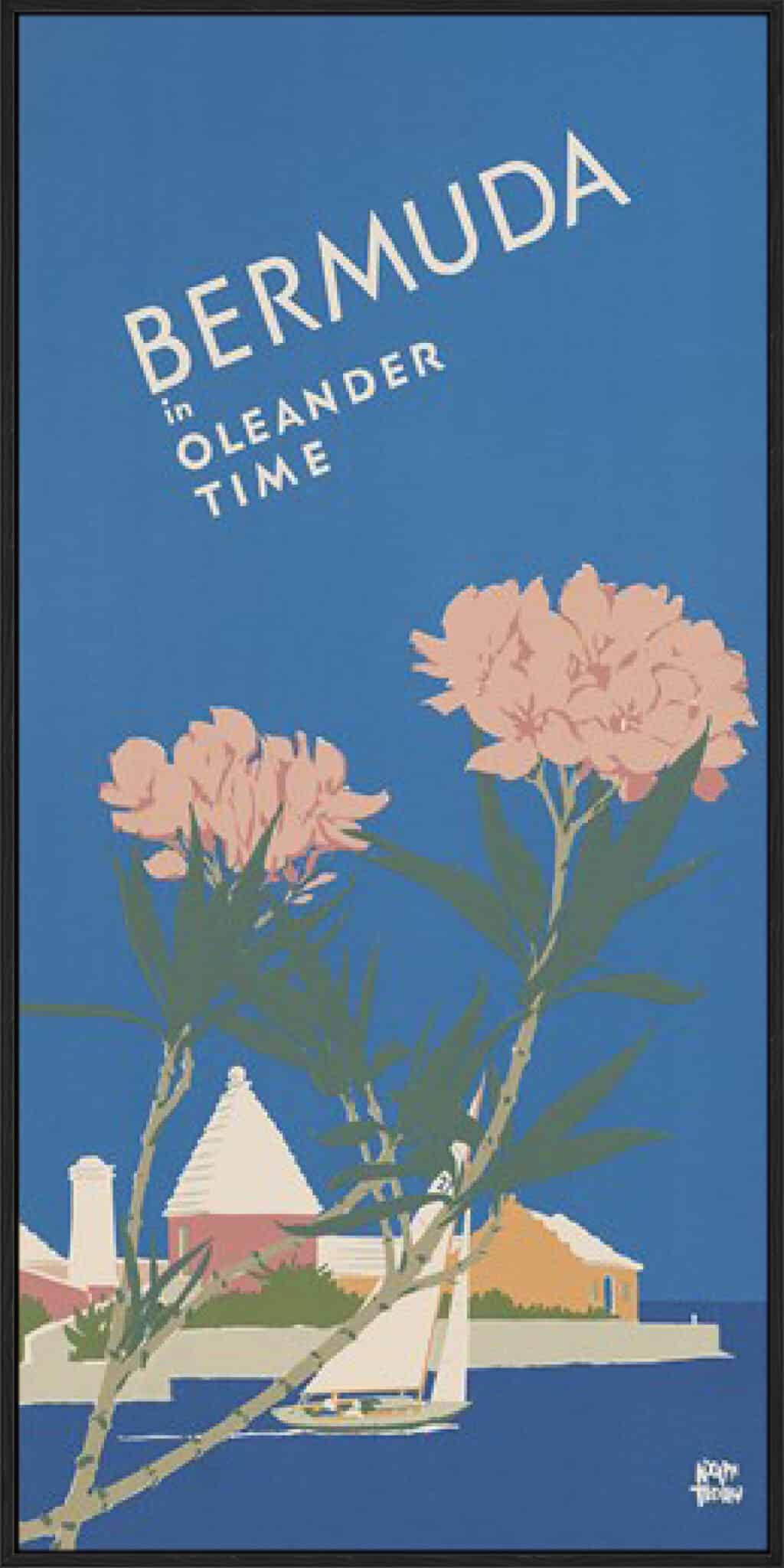 Vintage Bermudain Oleander Time - Canvas Gallery Black
