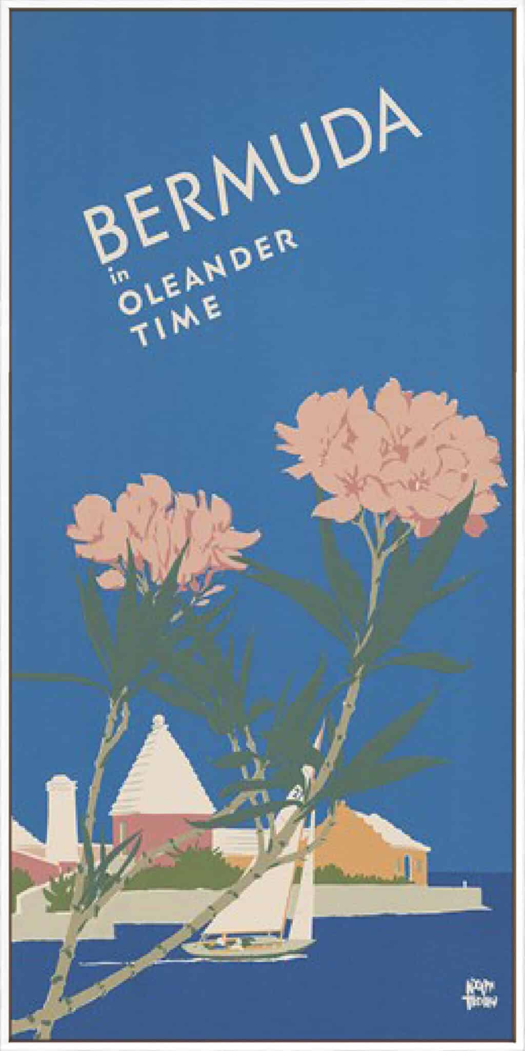 Vintage Bermudain Oleander Time - Canvas Gallery White
