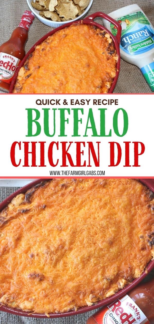 For game day or any day, this Buffalo Chicken Dip recipe is a winner. It's warm, creamy, and loaded with cheese, chicken, and wing sauce, this easy dip recipe is perfect for parties or ideal for game day tailgating!