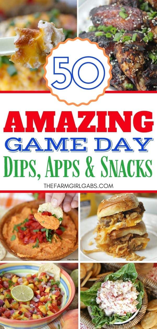 Score big at your Game Day party with a fantastic spread of these Amazing Dips, Apps, And Snacks! These appetizer recipes are winners. Everyone loves football food. These Super Bowl Party recipes will score big points with your guests. #footballfood #gamedeayrecipes #superbowlrecipe #diprecipe #appertizers