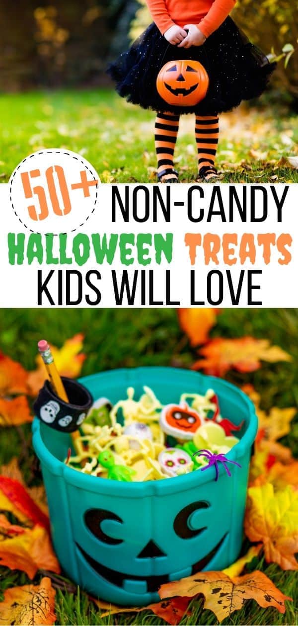 Skip the candy this Halloween! Here are some Non-Candy Halloween Treats you can hand out to trick or treaters instead. These Halloween treat ideas are great non-candy alternatives to hand out to trick-or-treaters this Halloween night. Great teal pumpkin ideas for kids with allergies.  #Halloweentreats #noncandytreats #tealpumpkinproject