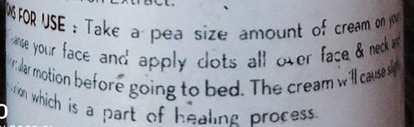 Mamaearth Overnight Repair Night Cream usage instructions mention tingling sensation. This is claimed to be part of healing process.