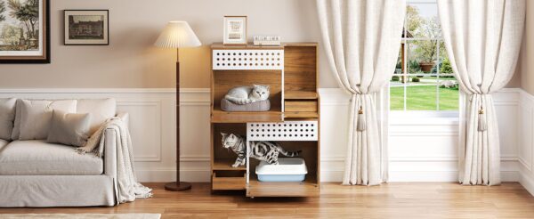 N752394342D-1464-1 Modern 2-in-1 Cat Furniture Cabinet