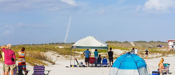 Rocket launch view from Jetty Park Port Canaveral