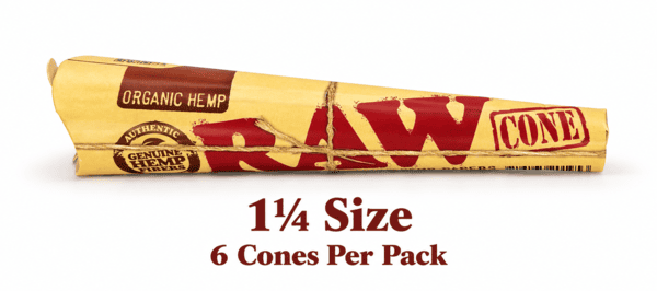 RAW Organic Hemp 1 1/4 Pre-Rolled Cones - 6 Pack