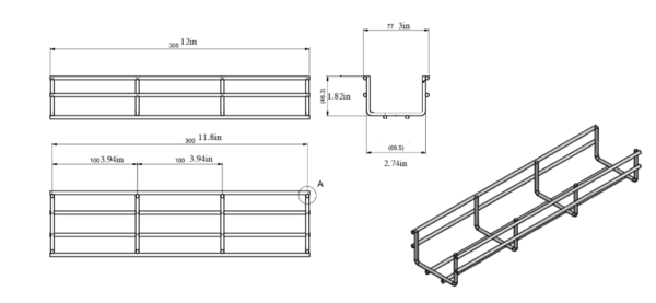 Wire Holder, Stainless Steel, Electropolished, 305x77x46 mm, (12x3x1.8 in) - Image 2