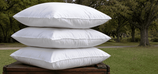Soft wool pillow shown from angled side view