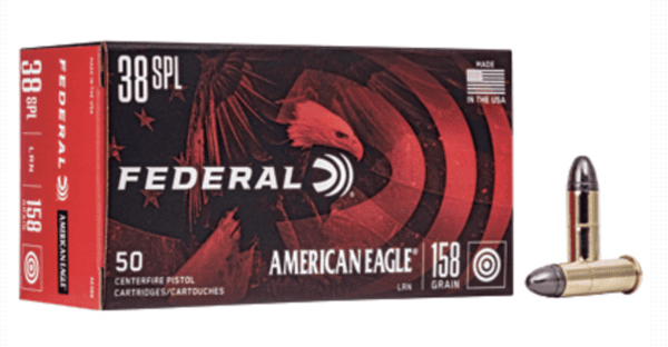 Federal American Eagle 38 Special 158 Grain Lead Round Nose 50 Round Box