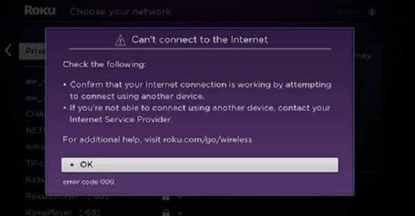 Roku-error-code-009-Not-Connected-to-the-Internet