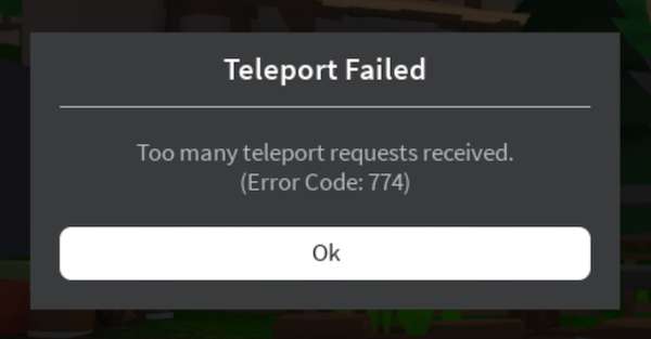 Roblox Error Code 774