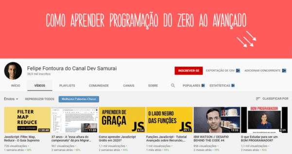 canal de programacao do dev samurai