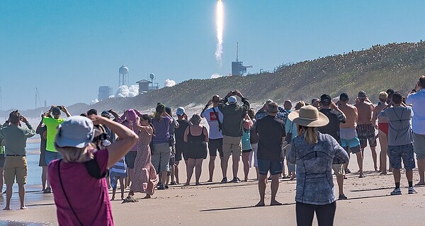 SpaceX rocket launch seen from Playalinda Beach